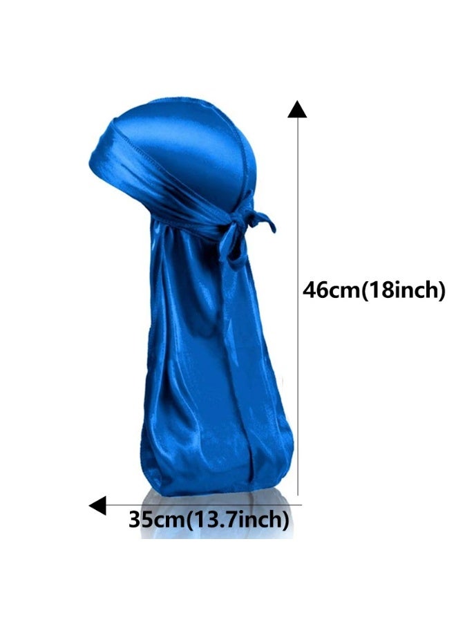 مجموعة من 4 قطع من أغطية الرأس الحريرية للرجال والنساء، بتصميم مموج 360 درجة، عبوة من أغطية الرأس الحريرية، أغطية رأس حريرية من الساتان ذات أطراف طويلة للغاية - Image 2